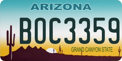 AZ license plate BOC3359