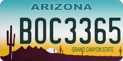 AZ license plate BOC3365