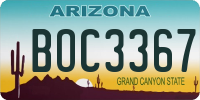 AZ license plate BOC3367