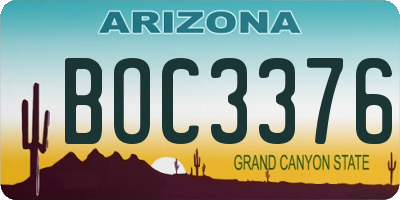 AZ license plate BOC3376