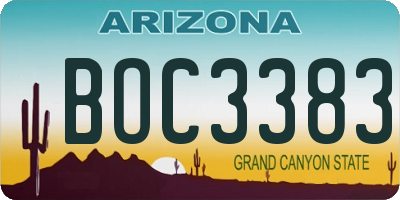 AZ license plate BOC3383