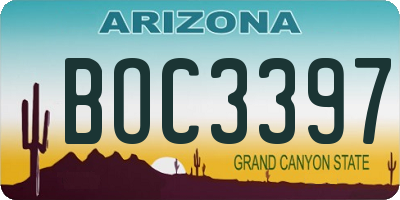 AZ license plate BOC3397
