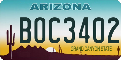AZ license plate BOC3402