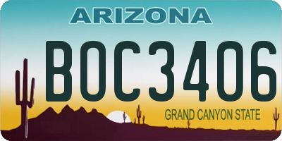 AZ license plate BOC3406