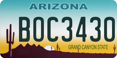 AZ license plate BOC3430