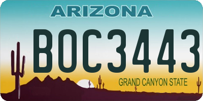 AZ license plate BOC3443