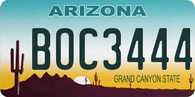 AZ license plate BOC3444