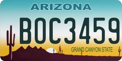 AZ license plate BOC3459