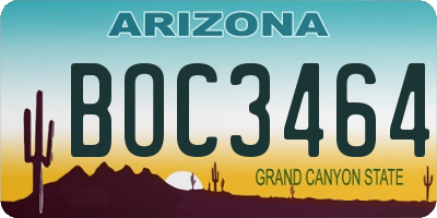 AZ license plate BOC3464