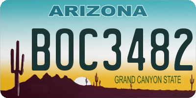 AZ license plate BOC3482