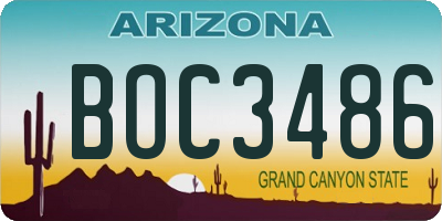 AZ license plate BOC3486