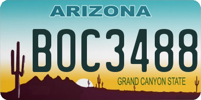 AZ license plate BOC3488