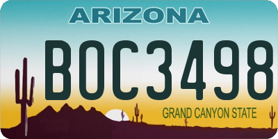 AZ license plate BOC3498