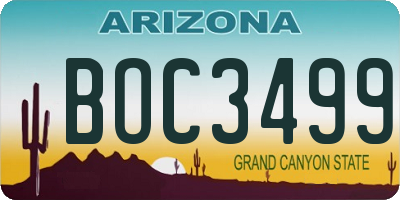 AZ license plate BOC3499