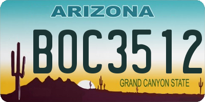 AZ license plate BOC3512