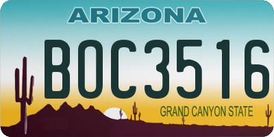 AZ license plate BOC3516