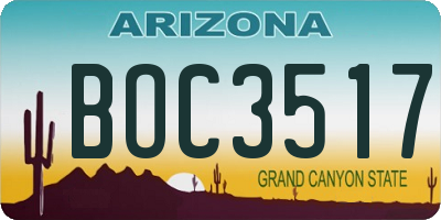 AZ license plate BOC3517