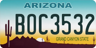 AZ license plate BOC3532