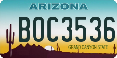 AZ license plate BOC3536