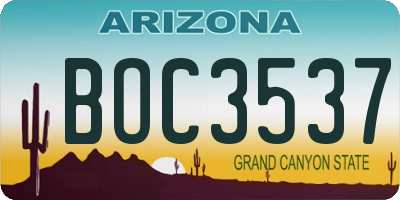AZ license plate BOC3537