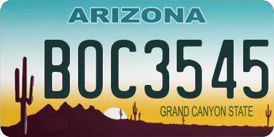 AZ license plate BOC3545