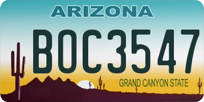 AZ license plate BOC3547