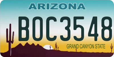AZ license plate BOC3548
