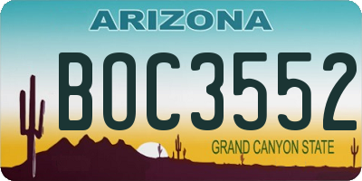 AZ license plate BOC3552