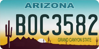 AZ license plate BOC3582