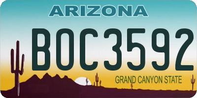 AZ license plate BOC3592