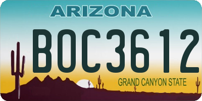 AZ license plate BOC3612