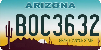 AZ license plate BOC3632