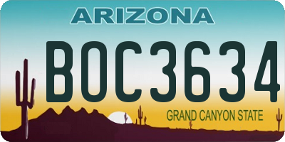 AZ license plate BOC3634