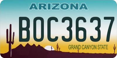 AZ license plate BOC3637
