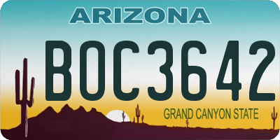 AZ license plate BOC3642