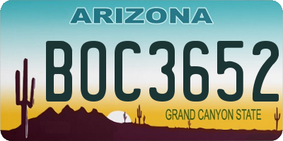 AZ license plate BOC3652
