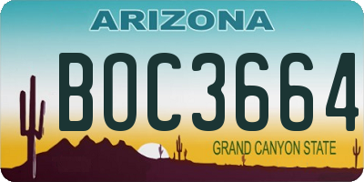 AZ license plate BOC3664