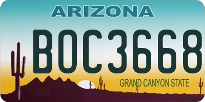 AZ license plate BOC3668