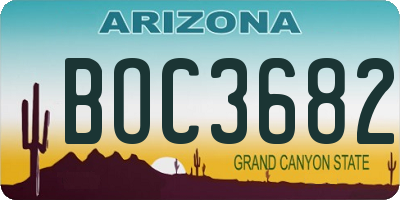 AZ license plate BOC3682