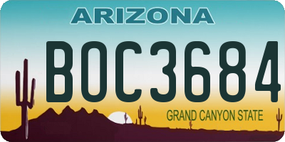 AZ license plate BOC3684