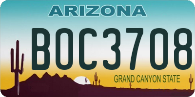 AZ license plate BOC3708