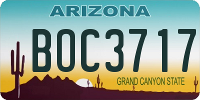 AZ license plate BOC3717