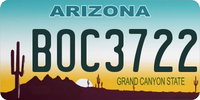 AZ license plate BOC3722
