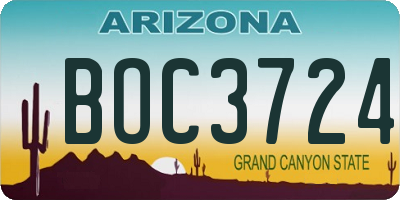 AZ license plate BOC3724
