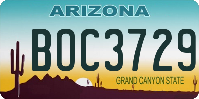AZ license plate BOC3729