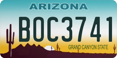 AZ license plate BOC3741