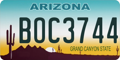 AZ license plate BOC3744