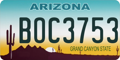AZ license plate BOC3753
