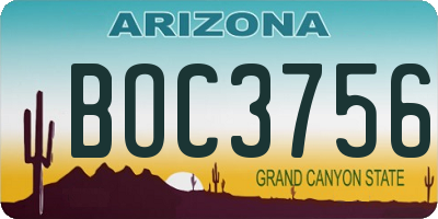 AZ license plate BOC3756