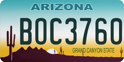 AZ license plate BOC3760
